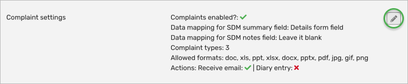 Complaint Settings