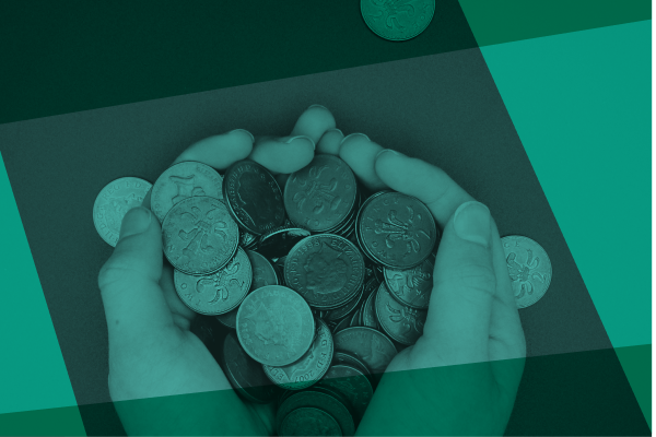 Hands holding coins